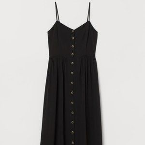 H&M Calf-Length Black ButtonUp Dress Size4